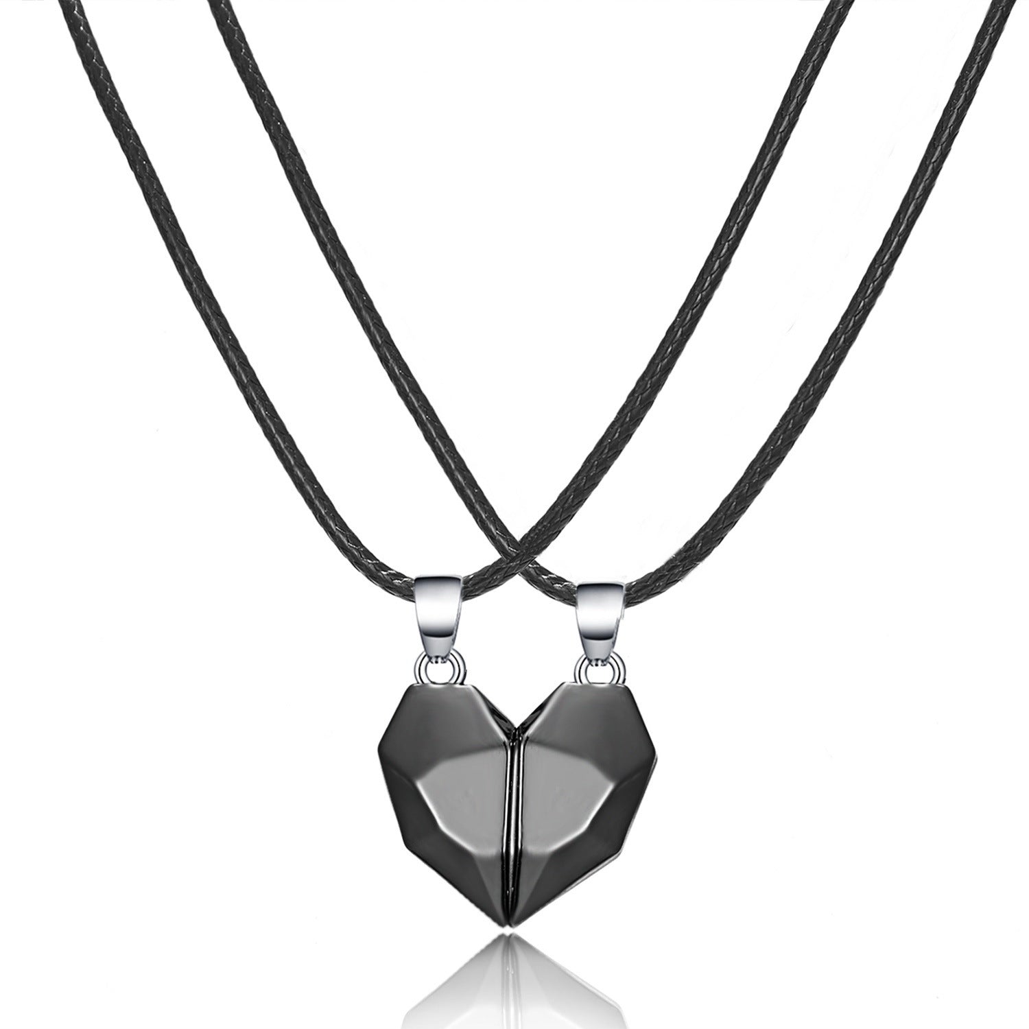 Wholesale Magnetic Attraction Black and White Stitching Magnetic Love Necklace Set of Two